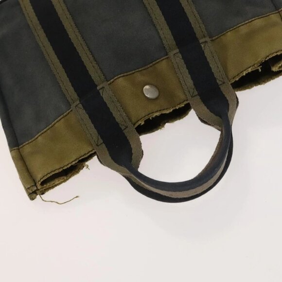 HERMES Fourre Tout Hand Bag Canvas 2Set Green Black Auth ti3372 - Picture 9 of 16